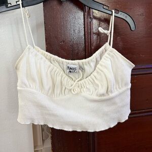 Princess Polly White Ribbed Crop Top
